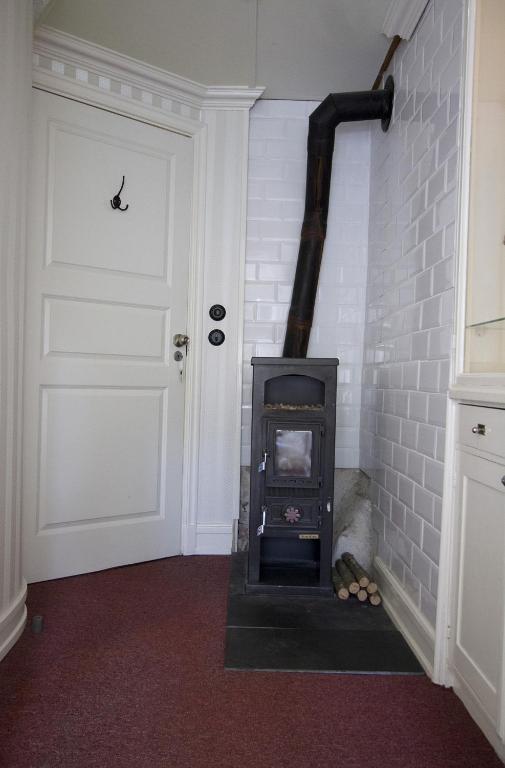 Iron stove in a room
